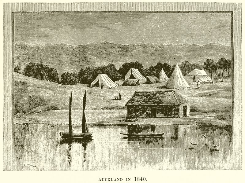 Auckland im Jahr 1840 von English School