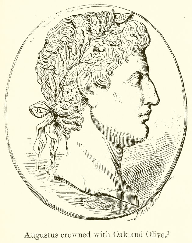 Augustus mit Eichen- und Olivenkranz gekrönt von English School