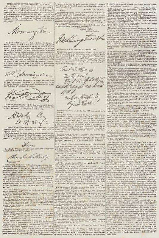 Autogramme der Familie Wellington von English School