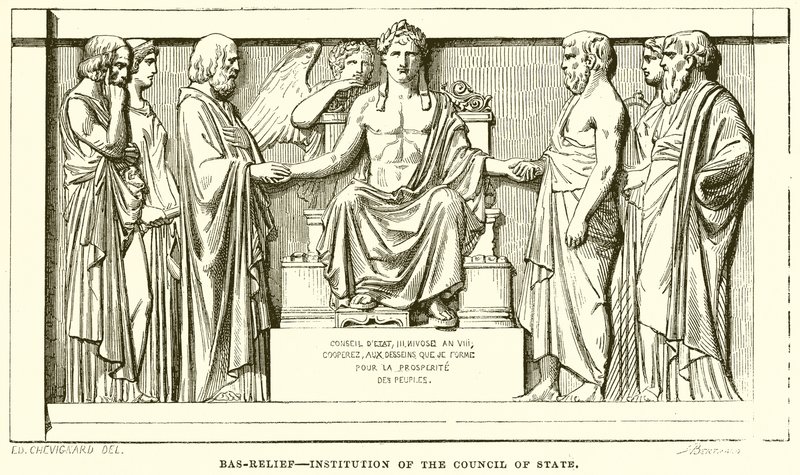 Basrelief--Einrichtung des Staatsrates von English School