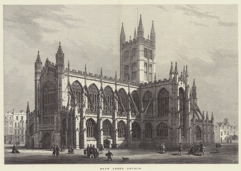 Bath Abbey Kirche (Gravur) von English School