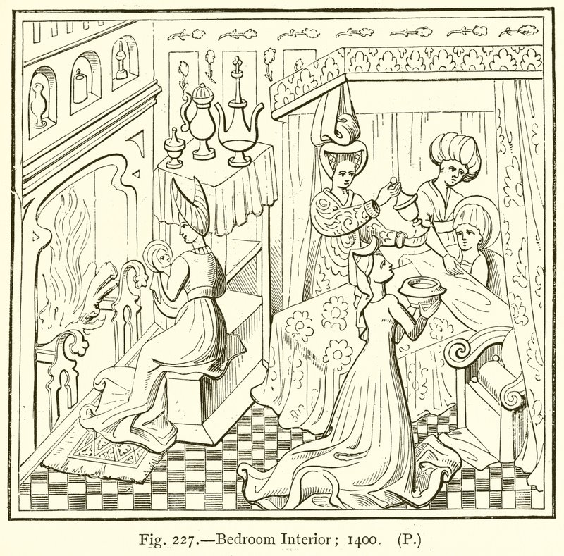 Schlafzimmerinterieur; 1400 von English School