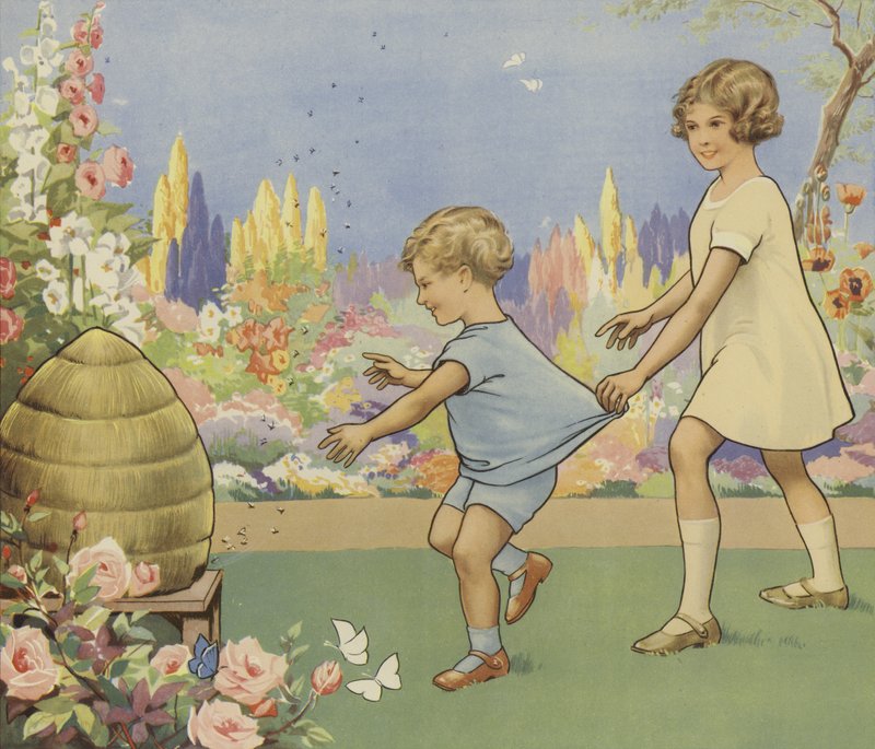 Bienenstock in einem Garten von English School