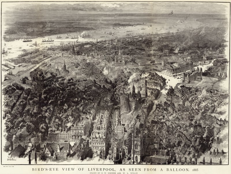 Vogelperspektive von Liverpool von English School