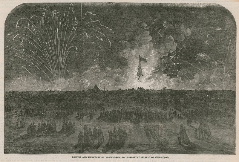 Lagerfeuer und Feuerwerk auf Blackheath von English School