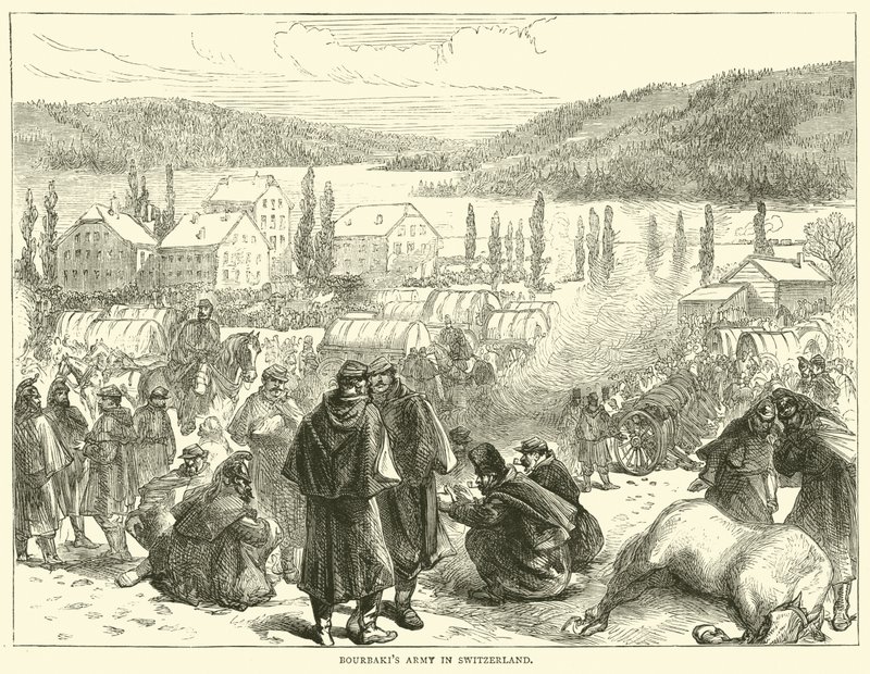Bourbakis Armee in der Schweiz, Februar 1871 von English School