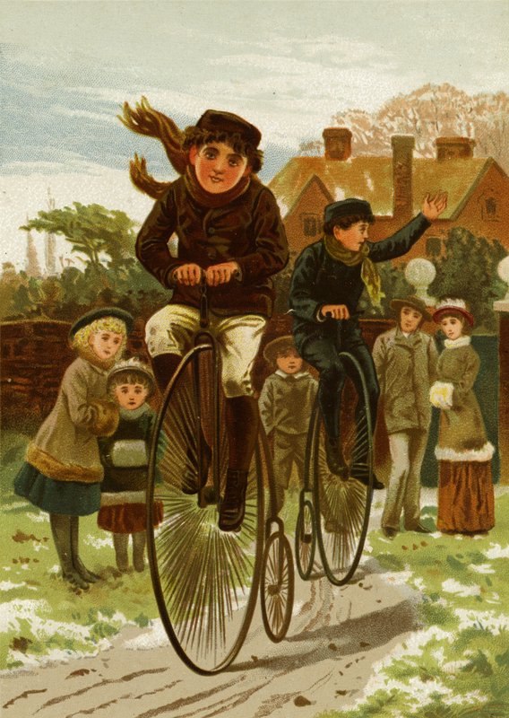 Jungen auf Fahrrädern von English School