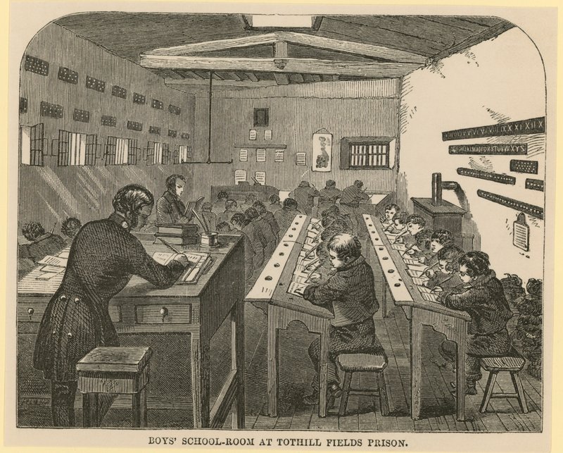 Jungenschulraum im Tothill Fields Prison von English School