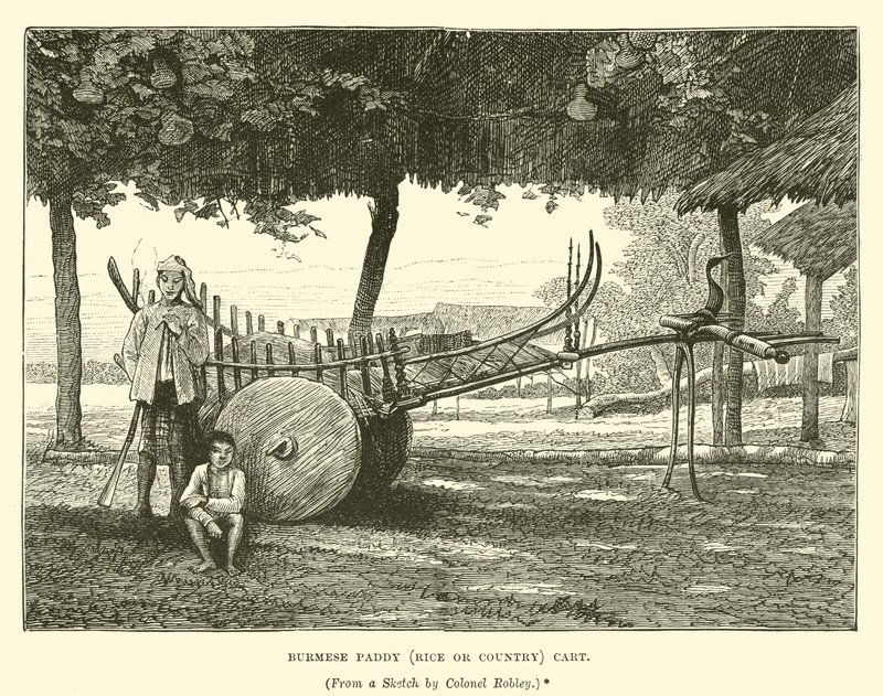 Burmesischer Paddy-Wagen (Reis- oder Landwagen) von English School
