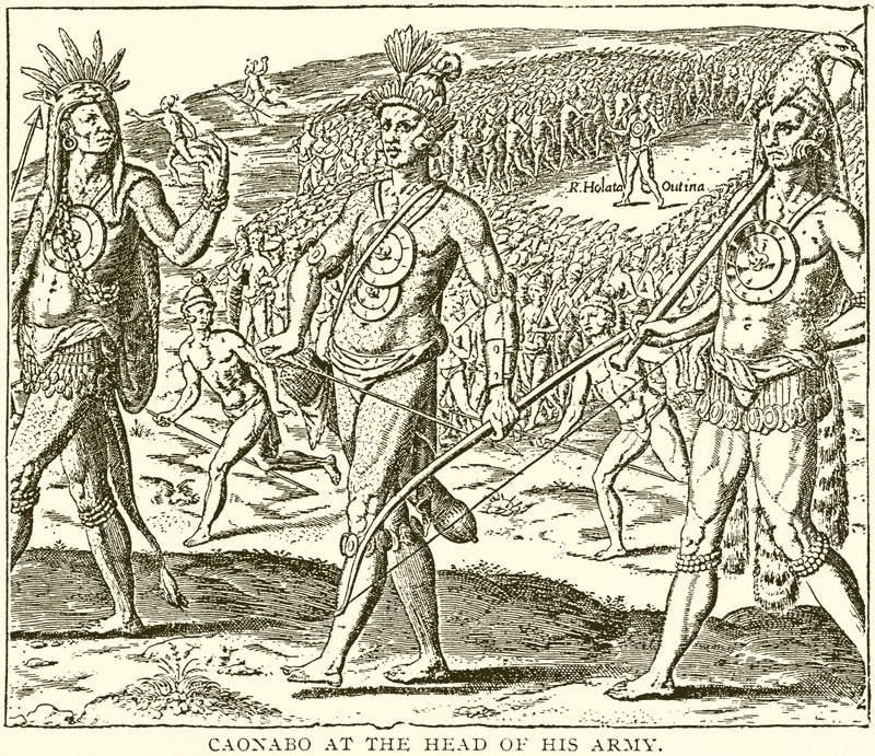 Caonabo an der Spitze seiner Armee von English School