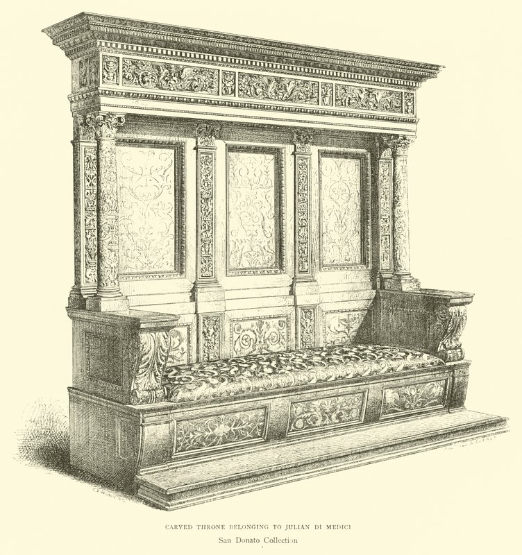 Geschnitzter Thron von Julian di Medici von English School