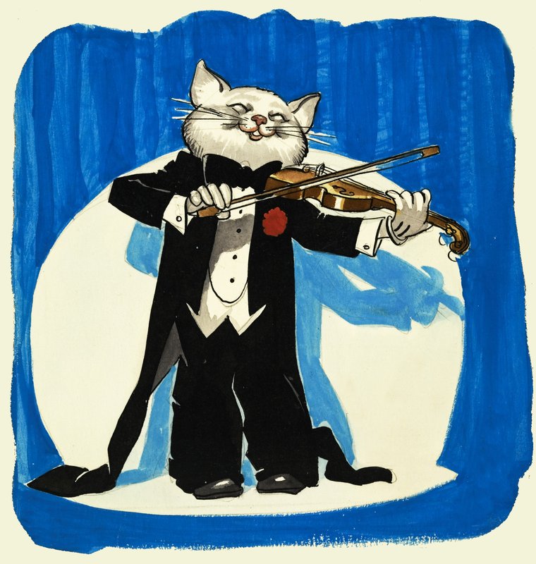 Katze im Smoking spielt Geige von English School