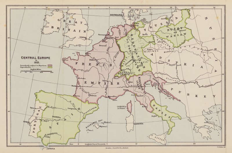 Mitteleuropa im Jahr 1812 von English School