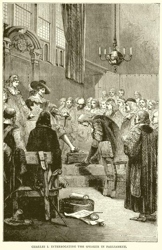 Karl I. verhört den Sprecher im Parlament von English School