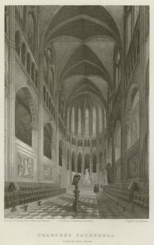 Kathedrale von Chartres, Ansicht des Chors (Stich) von English School