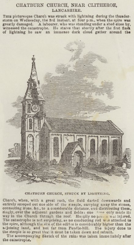 Chatburn Kirche, nahe Clitheroe, Lancashire (Gravur) von English School