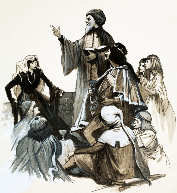 Chaucer rezitiert seine Gedichte von English School
