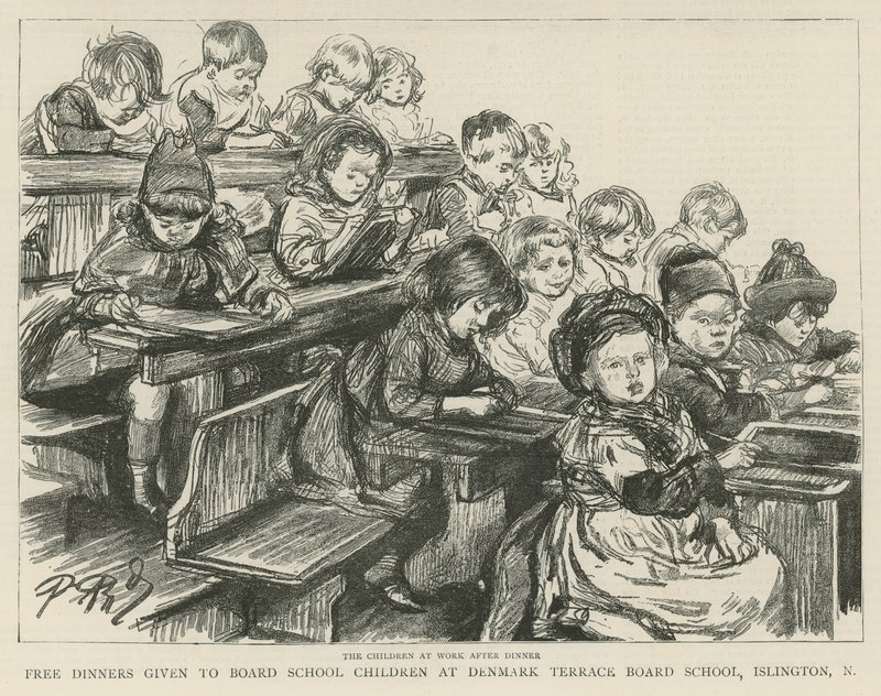 Kinder bei der Arbeit nach dem Mittagessen von English School
