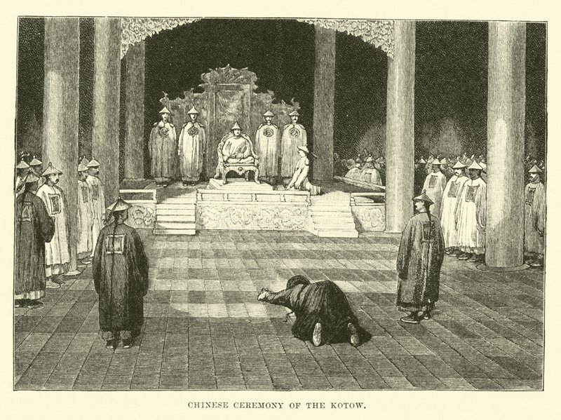 Chinesische Zeremonie des Kotow von English School