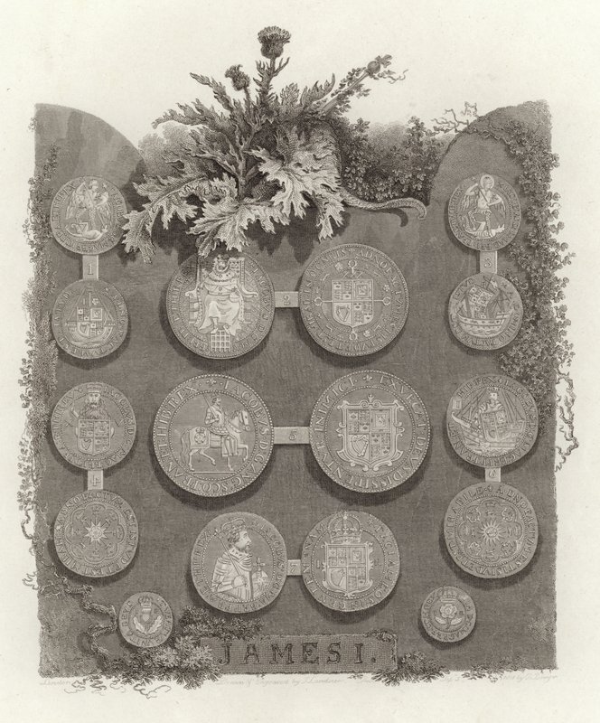 Münzen von König James I. von English School