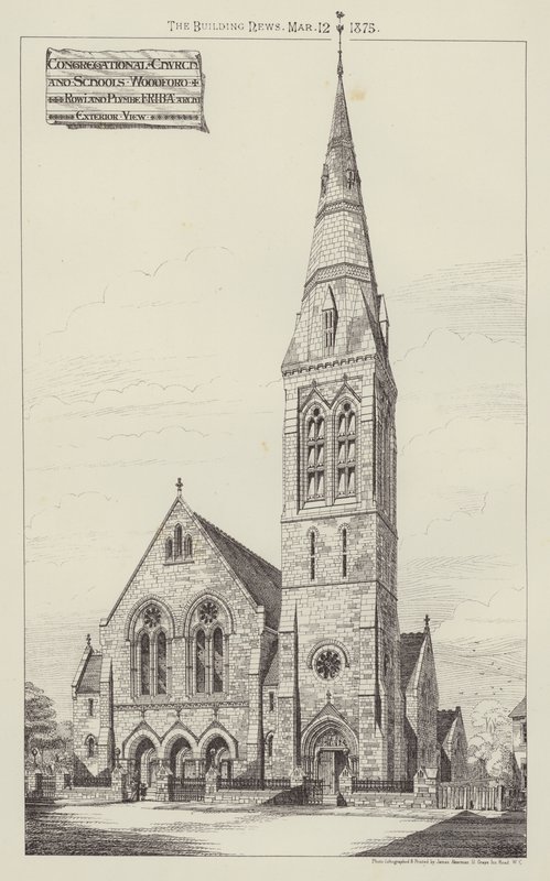 Kongregationalkirche und Schulen, Woodford (Gravur) von English School
