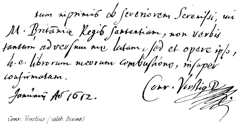 Conr. Vorstius (berühmter Theologe) von English School