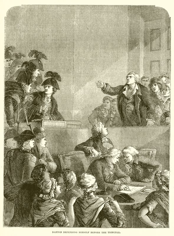 Danton verteidigt sich vor dem Tribunal von English School