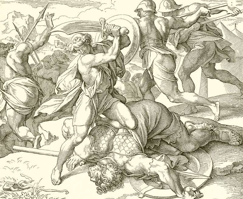 David erschlägt Goliath von Gat von English School