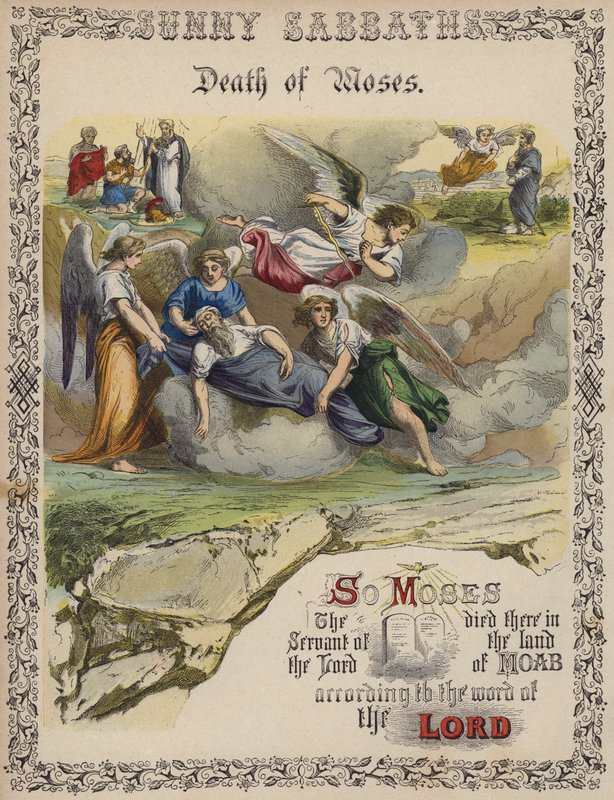 Tod des Moses (farbige Gravur) von English School