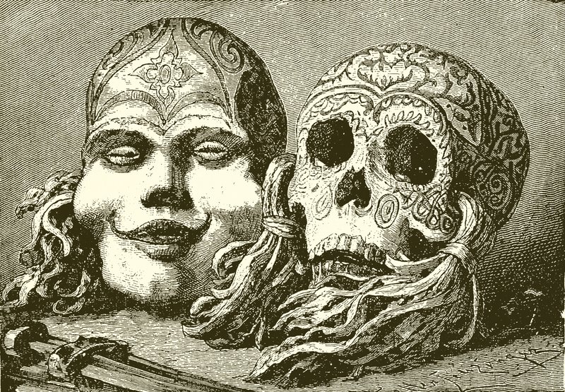 Dekorierte Dyak-Schädel von English School