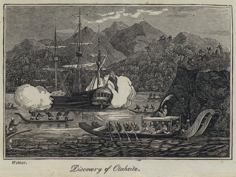 Entdeckung von Otaheite (Stich) von English School