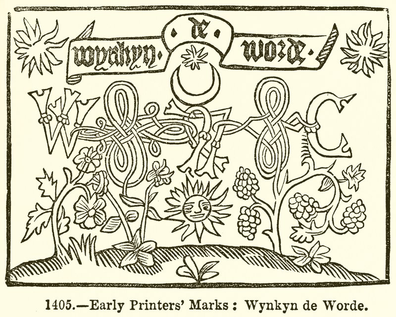 Frühe Druckermarken: Wynkyn de Worde von English School