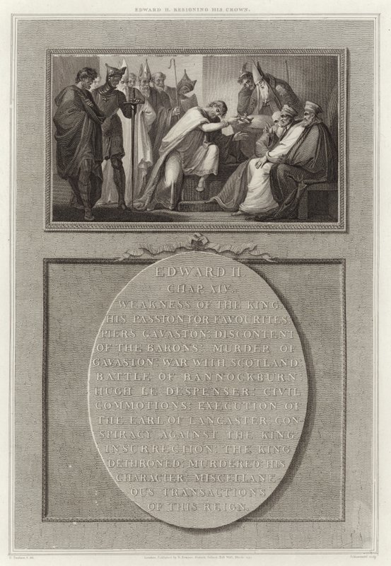 Eduard II. tritt seine Krone ab von English School