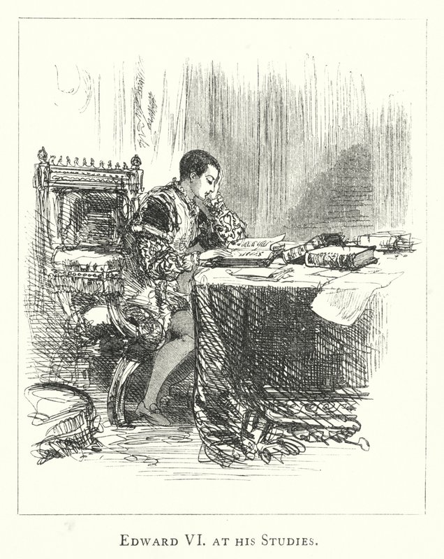 Eduard VI. beim Studium (Stich) von English School