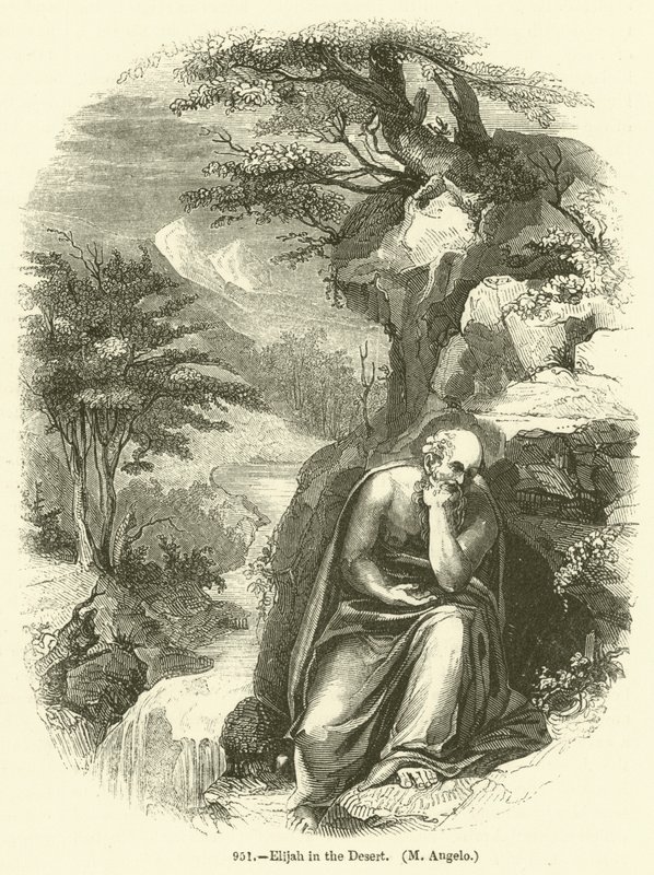 Elija in der Wüste, M Angelo (Stich) von English School