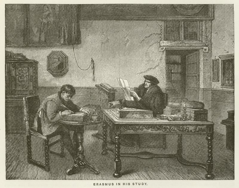 Erasmus in seinem Arbeitszimmer von English School