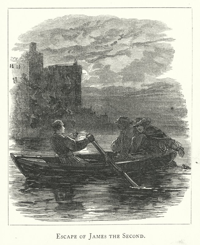 Flucht von Jakob II. (Gravur) von English School