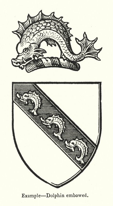 Beispiel, Delphin gebogen (Gravur) von English School