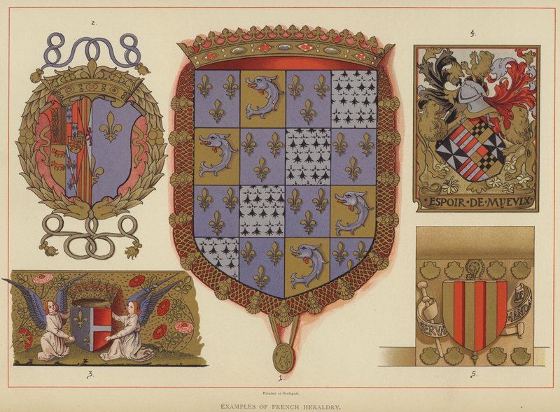 Beispiele französischer Heraldik von English School