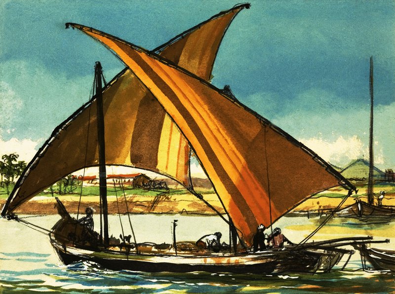 Felucca-Boote auf dem Nil von English School