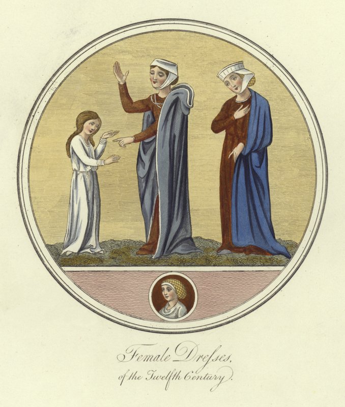 Weibliche Kleider des 12. Jahrhunderts von English School