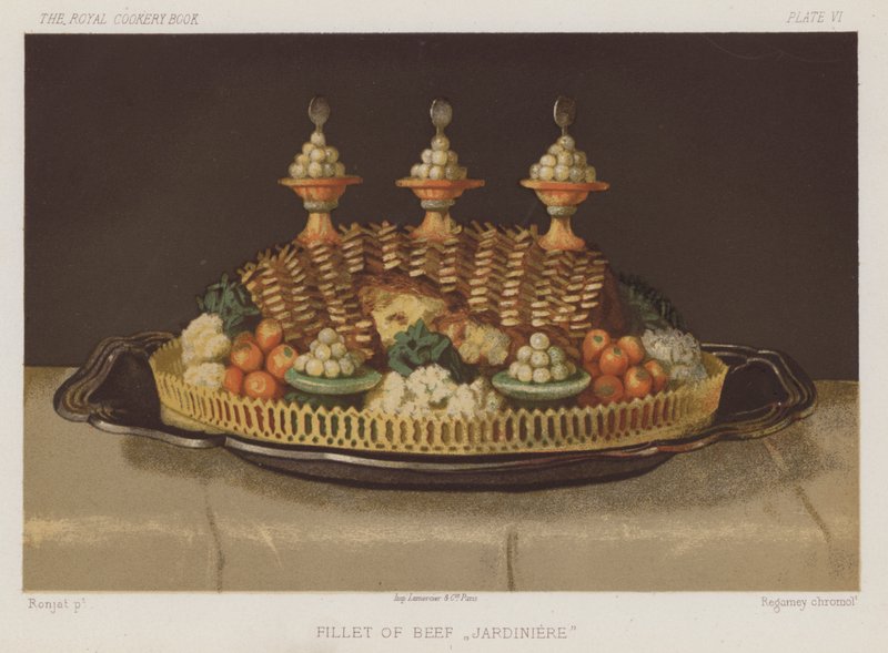Rinderfilet "Jardiniere" (Chromolithografie) von English School