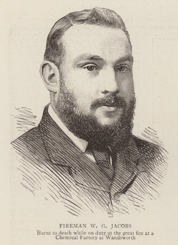 Feuerwehrmann W G Jacobs (Gravur) von English School