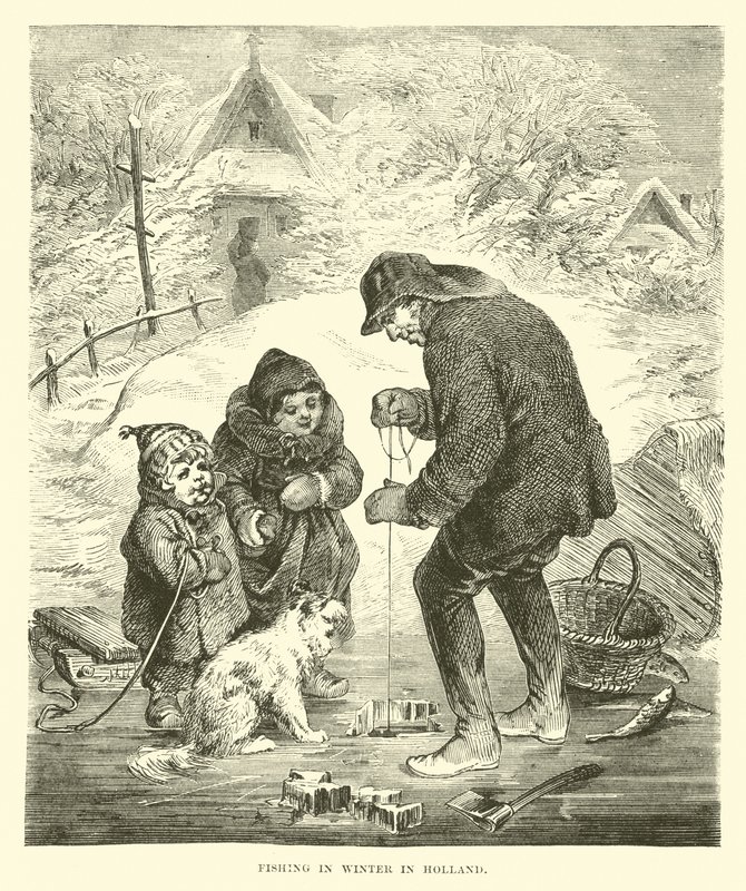 Fischen im Winter in Holland von English School