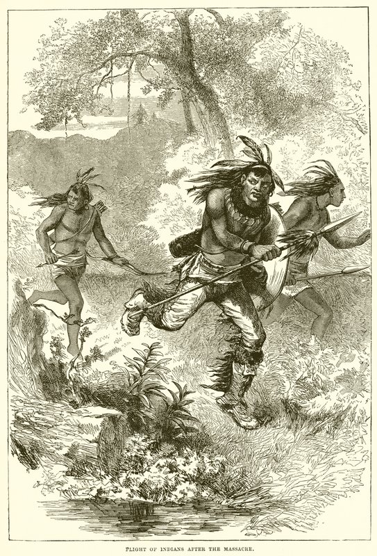 Flucht der Indianer nach dem Massaker von English School