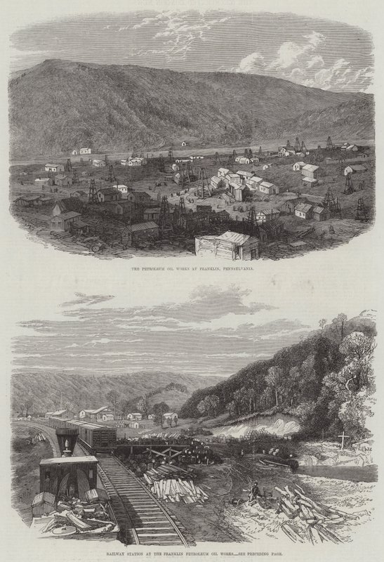 Franklin Petroleum Ölwerke (Gravur) von English School