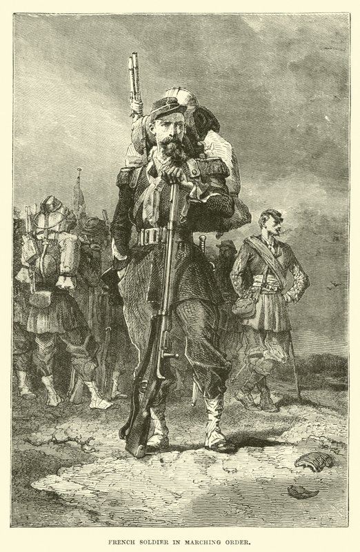 Französischer Soldat im Marsch von English School