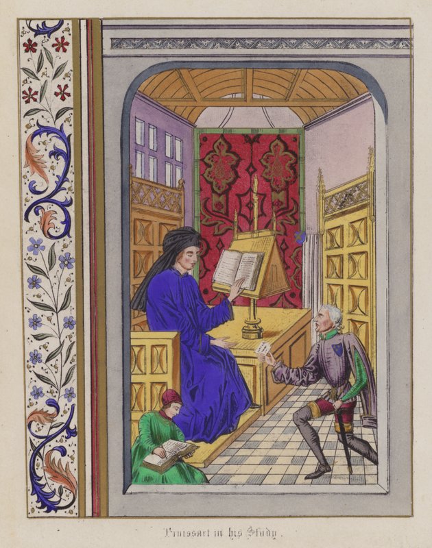 Froissart in seinem Arbeitszimmer (farbige Gravur) von English School
