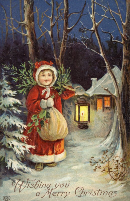 Mädchen im Weihnachtsmann-Outfit von English School