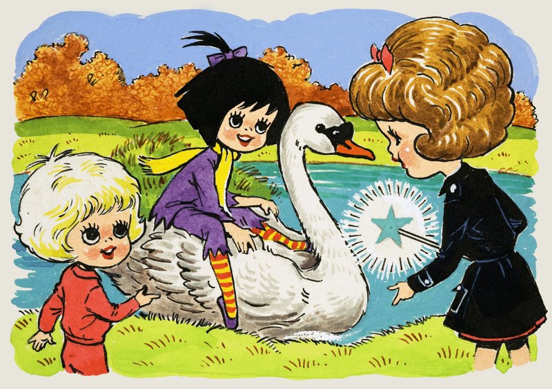Mädchen auf einem Schwan von English School